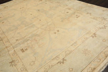 9x12 Beige, Celadon, Olive Color Hand Knotted Oushak Wool Transitional Oriental Rug