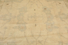 9x12 Beige, Celadon, Olive Color Hand Knotted Oushak Wool Transitional Oriental Rug