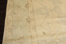 9x12 Beige, Celadon, Olive Color Hand Knotted Oushak Wool Transitional Oriental Rug