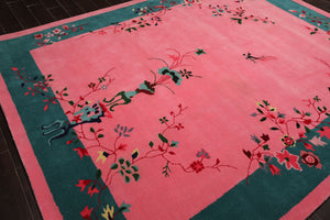 LoomBloom Multi Sizes Bubblegum Pink Hand Tufted Vase Chinese Art Deco New Zealand Wool Oriental Area Rug