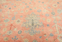 9x12 Blush, Blue, Mint Color Hand Knotted Oushak Wool Transitional Oriental Rug
