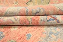 9x12 Blush, Blue, Mint Color Hand Knotted Oushak Wool Transitional Oriental Rug