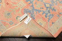 9x12 Blush, Blue, Mint Color Hand Knotted Oushak Wool Transitional Oriental Rug