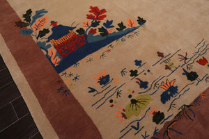 LoomBloom Multi Sizes Beige Hand Tufted Pictorial Chinese Art Deco New Zealand Wool Oriental Area Rug