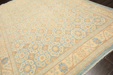 8x11 Beige, Aqua, Bown Color Hand Knotted Chobi Peshawar Wool Transitional Oriental Rug