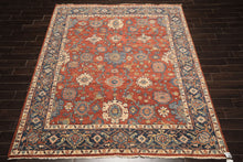 8x10 Rust, Navy, Ivory Color Hand Knotted Oushak Wool Traditional Oriental Rug