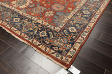 8x10 Rust, Navy, Ivory Color Hand Knotted Oushak Wool Traditional Oriental Rug