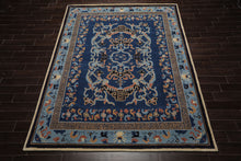 LoomBloom Multi Size Navy Hand Tufted Patterned Transitional Chinese Art Deco New Zealand Wool Oriental Area Rug