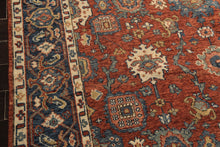 8x10 Rust, Navy, Ivory Color Hand Knotted Oushak Wool Traditional Oriental Rug