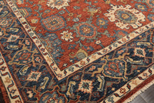 8x10 Rust, Navy, Ivory Color Hand Knotted Oushak Wool Traditional Oriental Rug