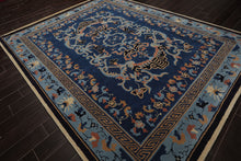 LoomBloom Multi Size Navy Hand Tufted Patterned Transitional Chinese Art Deco New Zealand Wool Oriental Area Rug