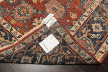 8x10 Rust, Navy, Ivory Color Hand Knotted Oushak Wool Traditional Oriental Rug