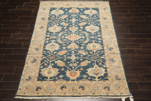 6x9 Navy, Gray, Beige Color Hand Knotted Oushak Wool Traditional Oriental Rug