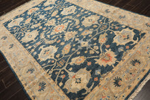 6x9 Navy, Gray, Beige Color Hand Knotted Oushak Wool Traditional Oriental Rug