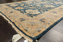 6x9 Navy, Gray, Beige Color Hand Knotted Oushak Wool Traditional Oriental Rug