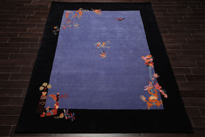 LoomBloom Multi Size Blue Hand Tufted Vase Transitional Chinese Art Deco New Zealand Wool Oriental Area Rug