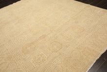 8x10 Beige, Tan, Celadon Color Hand Knotted Oushak Wool Transitional Oriental Rug