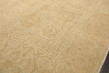 8x10 Beige, Tan, Celadon Color Hand Knotted Oushak Wool Transitional Oriental Rug