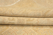 8x10 Beige, Tan, Celadon Color Hand Knotted Oushak Wool Transitional Oriental Rug