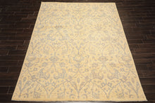 8x10 Ivory, Gray, Teal Color Hand Knotted Peshawar Wool Transitional Oriental Rug
