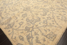 8x10 Ivory, Gray, Teal Color Hand Knotted Peshawar Wool Transitional Oriental Rug
