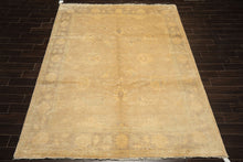 8x10 Beige, Taupe, Celadon Color Hand Knotted Oushak New Zealand Wool Transitional Oriental Rug