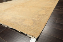 8x10 Beige, Taupe, Celadon Color Hand Knotted Oushak New Zealand Wool Transitional Oriental Rug