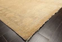 8x10 Beige, Taupe, Celadon Color Hand Knotted Oushak New Zealand Wool Transitional Oriental Rug