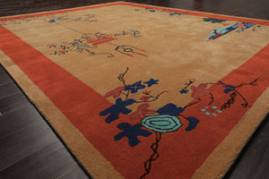 LoomBloom Multi Sizes Beige Hand Tufted  Chinese Art Deco New Zealand Wool Oriental Area Rug