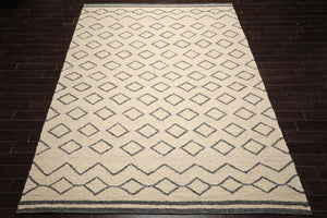 LoomBloom Multi Sizes Oatmeal Hand Woven Flatweave Contemporary Geometric Wool Oriental Area Rug