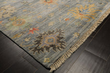 8x10 Blue, Coral, Orange Color Hand Knotted Oushak Wool Transitional Oriental Rug