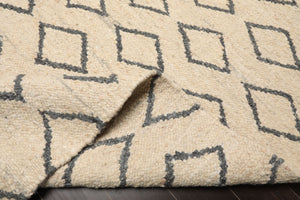 LoomBloom Multi Sizes Oatmeal Hand Woven Flatweave Contemporary Geometric Wool Oriental Area Rug