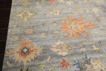8x10 Blue, Coral, Orange Color Hand Knotted Oushak Wool Transitional Oriental Rug
