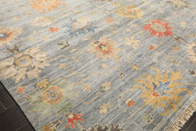 8x10 Blue, Coral, Orange Color Hand Knotted Oushak Wool Transitional Oriental Rug