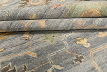 8x10 Blue, Coral, Orange Color Hand Knotted Oushak Wool Transitional Oriental Rug