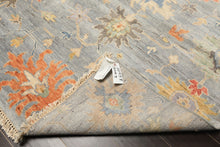 8x10 Blue, Coral, Orange Color Hand Knotted Oushak Wool Transitional Oriental Rug