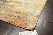 6x9 Lime, Navy, Coral Color Hand Knotted Sherpa Bamboo Silk Transitional Oriental Rug