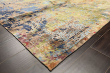 6x9 Lime, Navy, Coral Color Hand Knotted Sherpa Bamboo Silk Transitional Oriental Rug