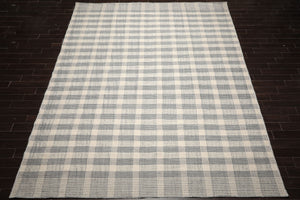 LoomBloom Plaid  Multi Sizes Ivory Hand Woven Flatweave Modern Wool Oriental Area Rug