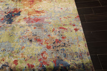 6x9 Lime, Navy, Coral Color Hand Knotted Sherpa Bamboo Silk Transitional Oriental Rug