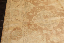 8x10 Tan, Beige, Celadon Color Hand Knotted Oushak New Zealand Wool Transitional Oriental Rug