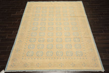 8x10 Beige, Tan, Aqua Color Hand Knotted Oushak Wool Transitional Oriental Rug