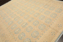 8x10 Beige, Tan, Aqua Color Hand Knotted Oushak Wool Transitional Oriental Rug