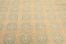 8x10 Beige, Tan, Aqua Color Hand Knotted Oushak Wool Transitional Oriental Rug