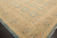 8x10 Beige, Tan, Aqua Color Hand Knotted Oushak Wool Transitional Oriental Rug