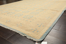8x10 Beige, Tan, Aqua Color Hand Knotted Oushak Wool Transitional Oriental Rug