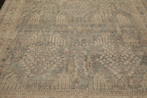 LoomBloom 9'x12' Celadon Hand Knotted Distressed Traditional Garden Wool Oriental Area Rug