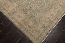 LoomBloom 9'x12' Celadon Hand Knotted Distressed Traditional Garden Wool Oriental Area Rug