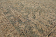 LoomBloom 9'x12' Celadon Hand Knotted Distressed Traditional Garden Wool Oriental Area Rug