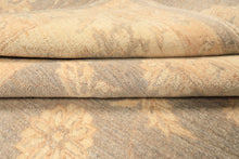 8x10 Gray, Ivory, Tan Color Hand Knotted Chobi Peshawar Wool Traditional Oriental Rug